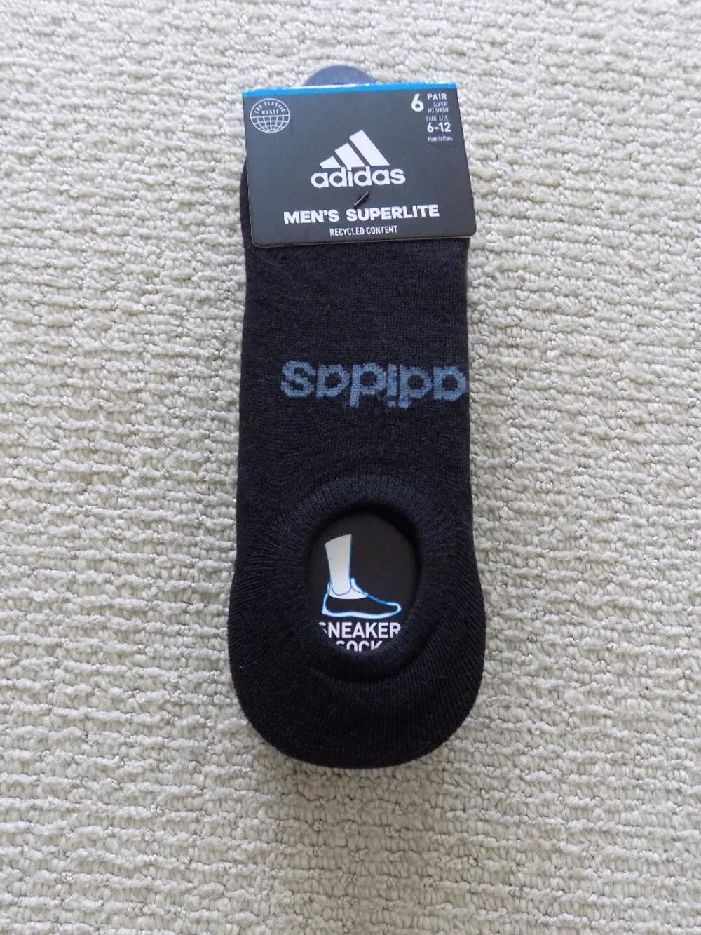 MENS ADIDAS SUPERLITE 6 PACK SUPER NO SHOW SOCKS